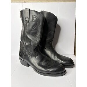 Durango Mens Black Leather Western Cowboy Boots Stitched Detail Pull On 13EEE